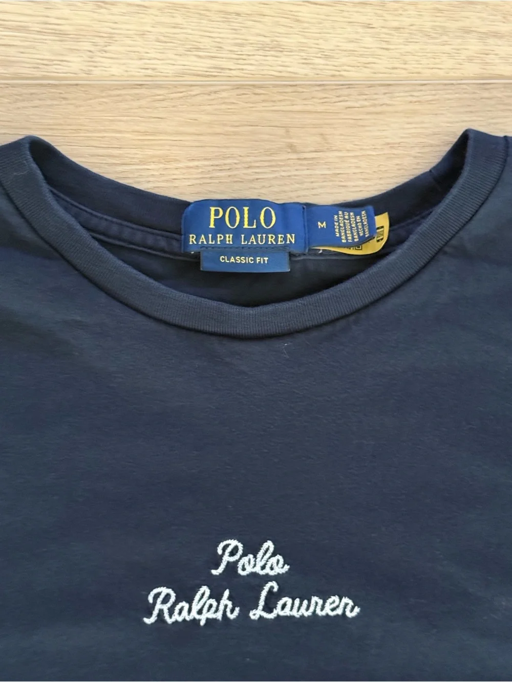 Polo Ralph Lauren Classic Fit Navy Script Logo Embroidered Cotton T Shirt M